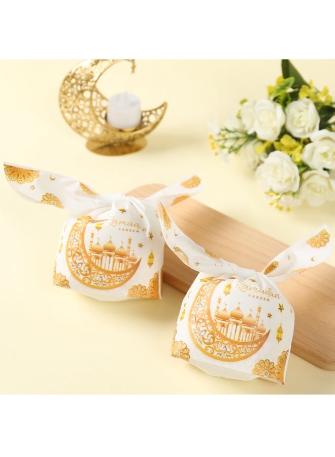 ١٠٠ كيس هدايا عيد مبارك مزين بآذان أرنب - أكياس هدايا بألوان متنوعة لحفلات رمضان كريم والعيد - Image 5